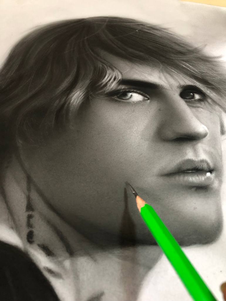 Original Black & White Pop Culture/Celebrity Drawing by Xhalo Gallery