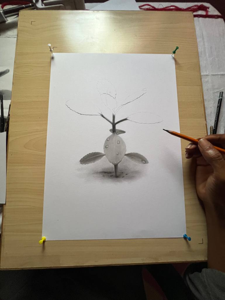Original Symbolism Floral Drawing by Kojo Nyaaba W