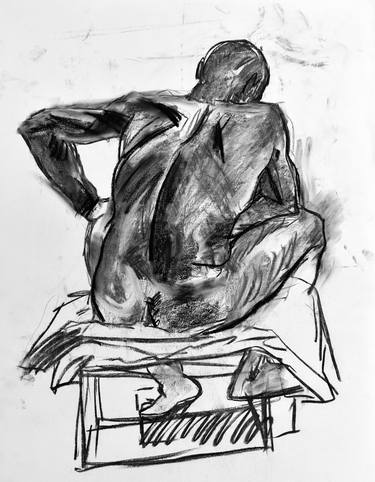 Drawing study of a sitting male nude thumb
