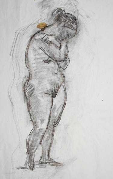 Drawing study of a standing female model thumb