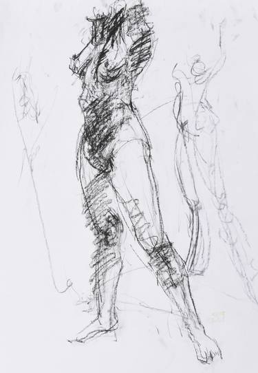 Sketch of standing female nude model thumb