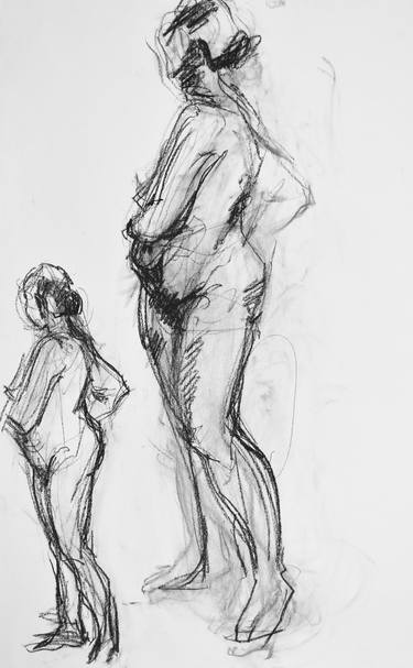 Sketch study of standing female nude model thumb