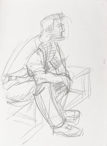 Sketch of a sitting man in profile thumb