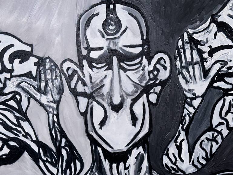 Original Black & White Abstract Painting by Whitney Shirley