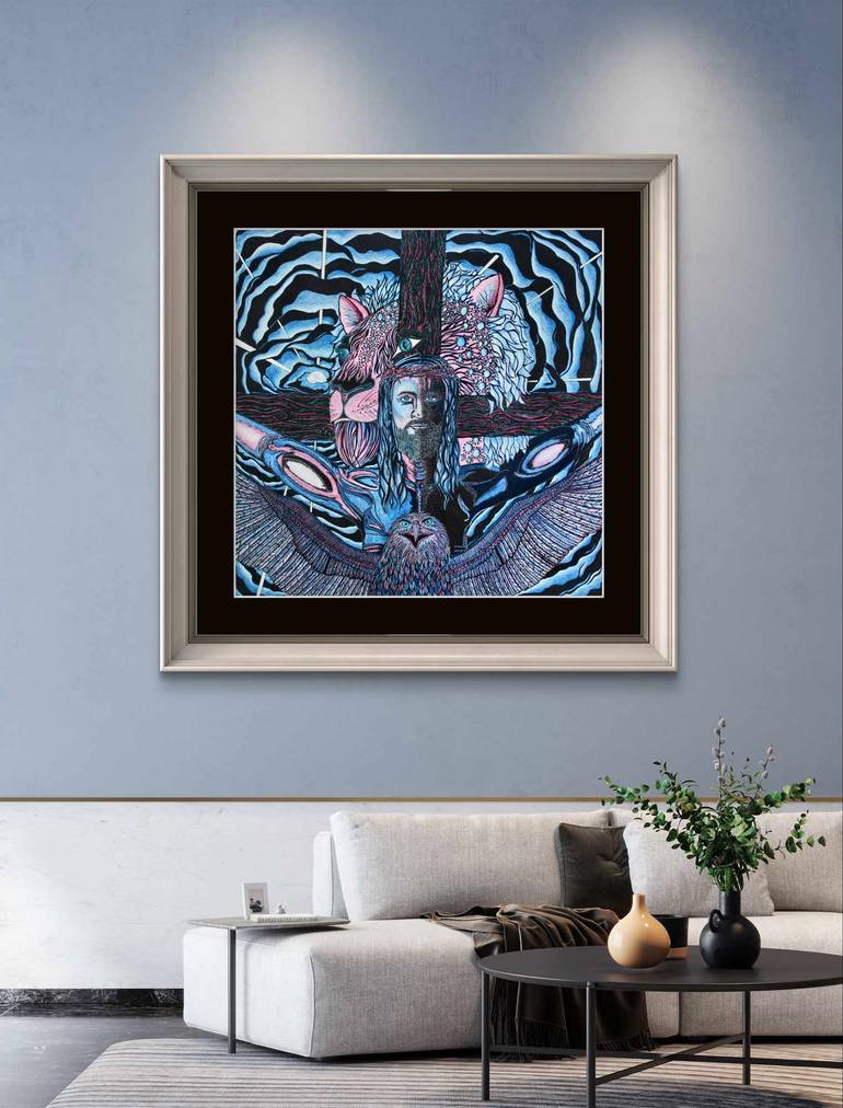 Original Abstract Expressionism Religion Drawing by Shyvonne Neufeldt