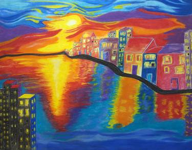 Original Abstract Seascape Mixed Media by Shyvonne Neufeldt
