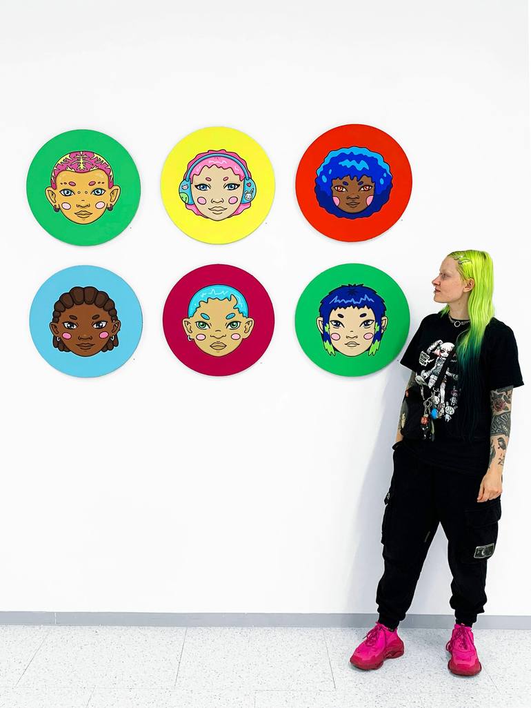 Original Contemporary Cartoon Painting by Liisa Tuulikki