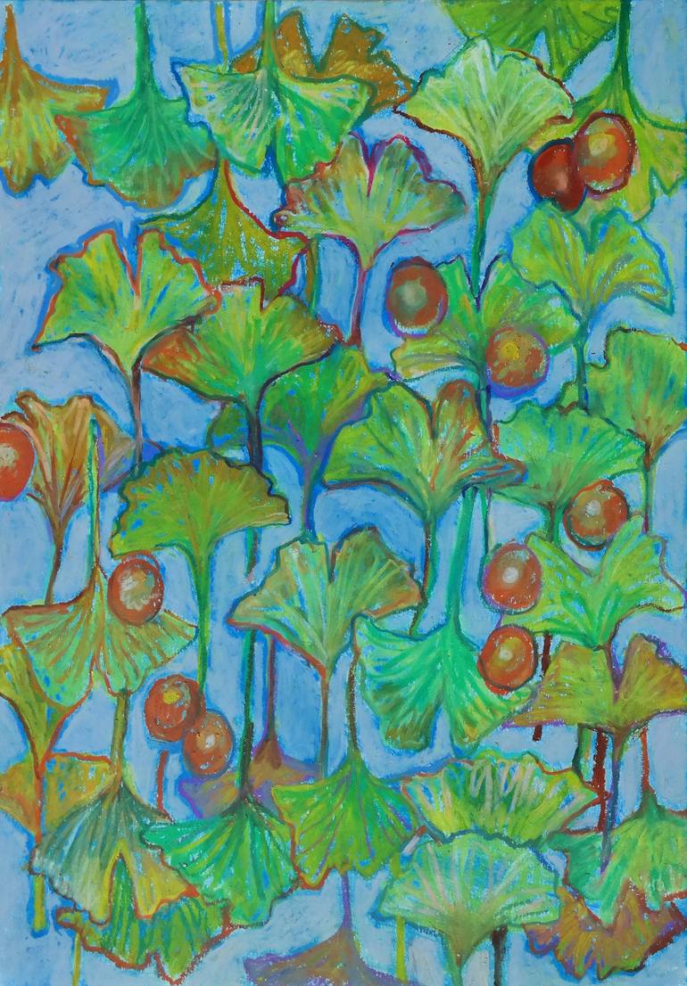 Original Botanic Painting by Hanna Jung  Illustration Art on Paper  gingkgo