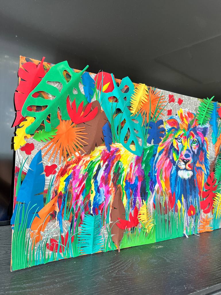 Original Fauvism Animal Mixed Media by Ilsy Khaff