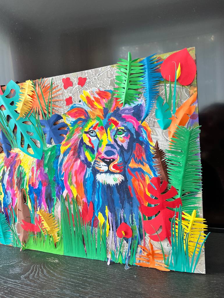 Original Fauvism Animal Mixed Media by Ilsy Khaff