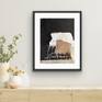 The piece, framed, in a contemporary space