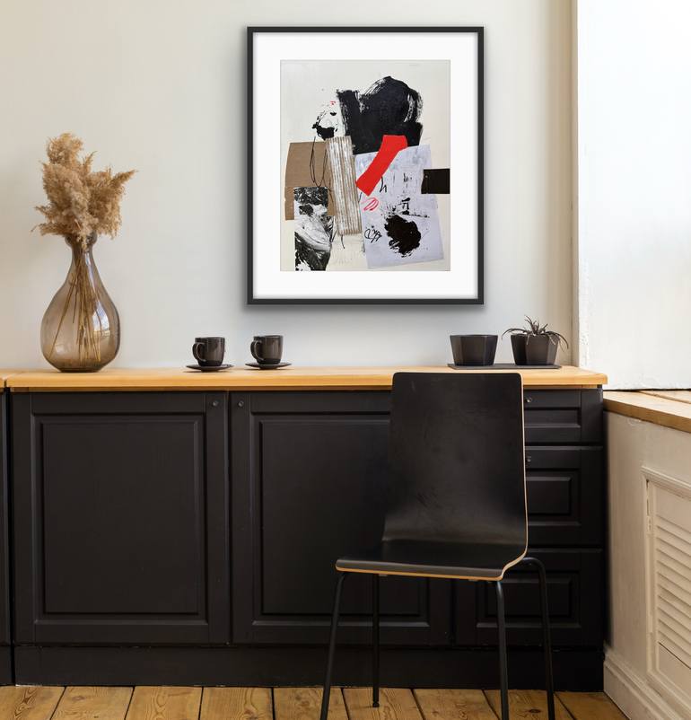 Original Black & White Abstract Mixed Media by Julie Schumer