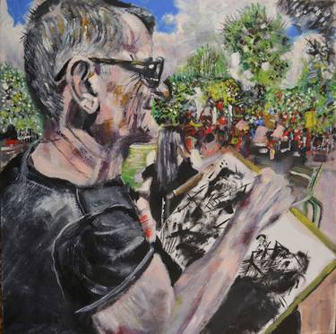 Nicholas Harding sketching in the Secret Garden of "The Swan With Two Necks." thumb