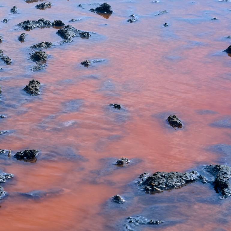 Original Landscape Photography by Irina Klimova | Abstract Expressionism Art on Paper | Textures of the Pink Salt Lake #3