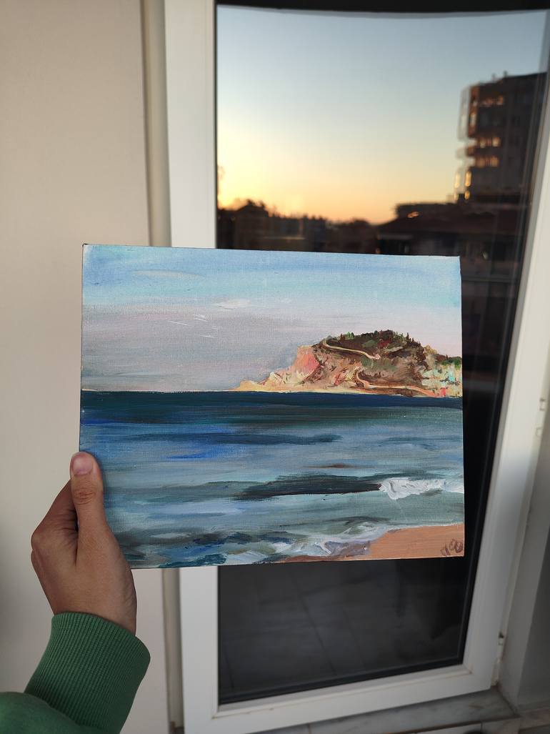 Original Art Deco Seascape Painting by Darina Moldabekova