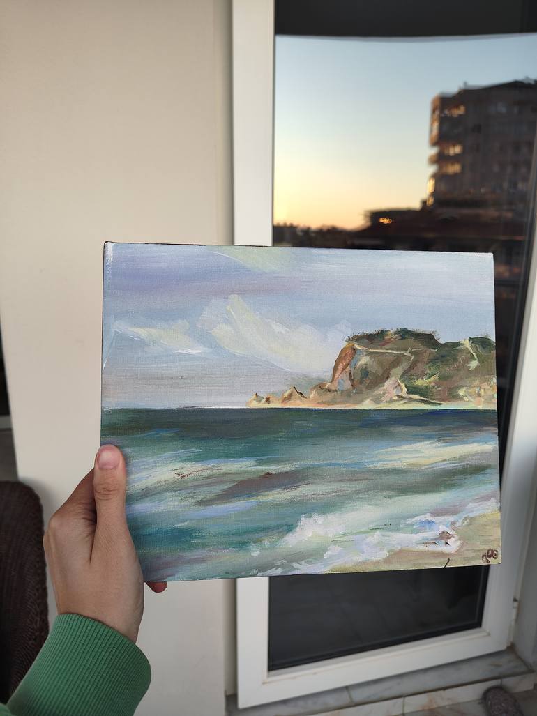 Original Art Deco Seascape Painting by Darina Moldabekova