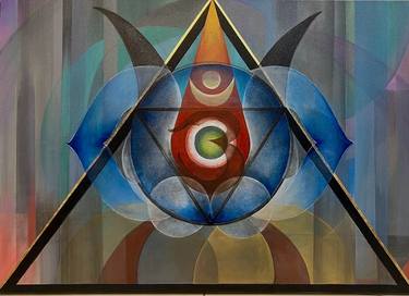 Original Abstract Geometric Mixed Media by Ekta Adwani