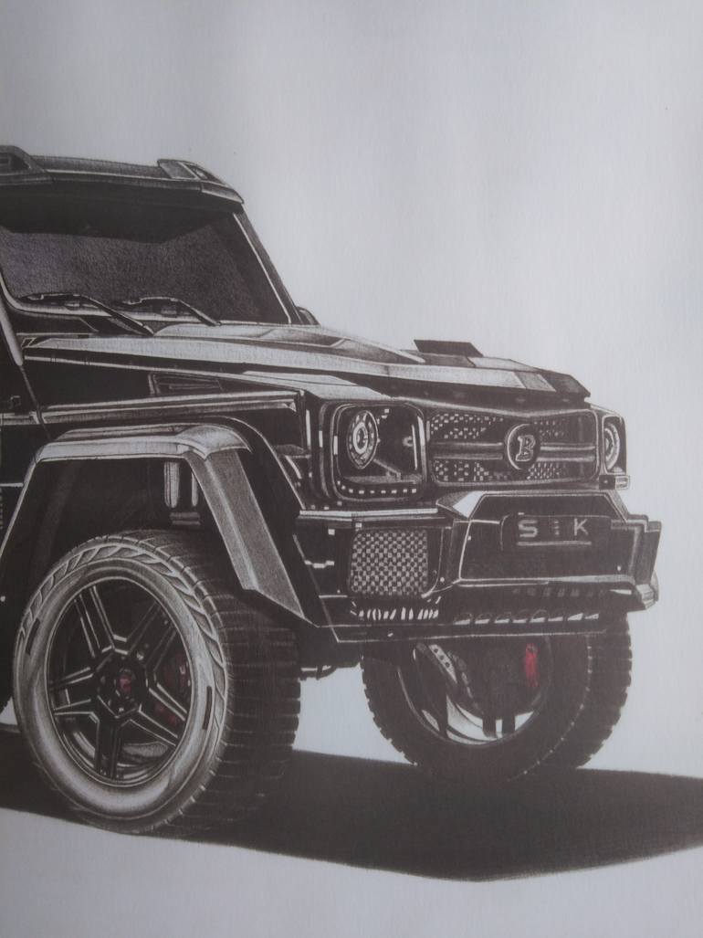 Original Black & White Car Drawing by Muhammad Suleman