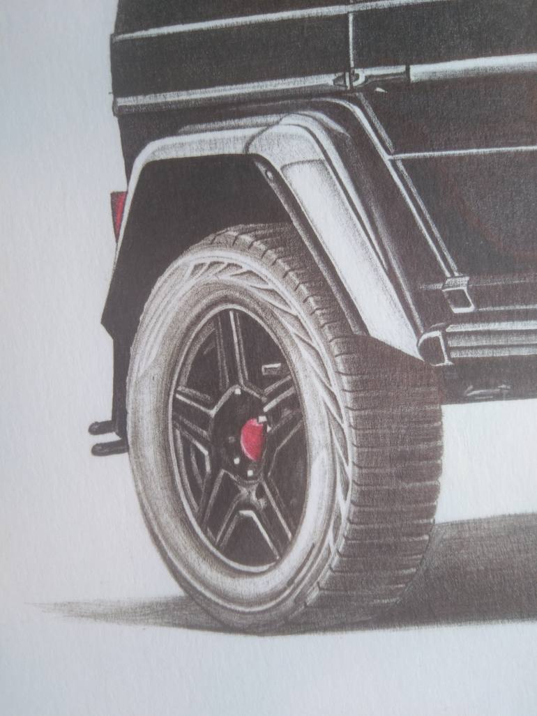 Original Black & White Car Drawing by Muhammad Suleman