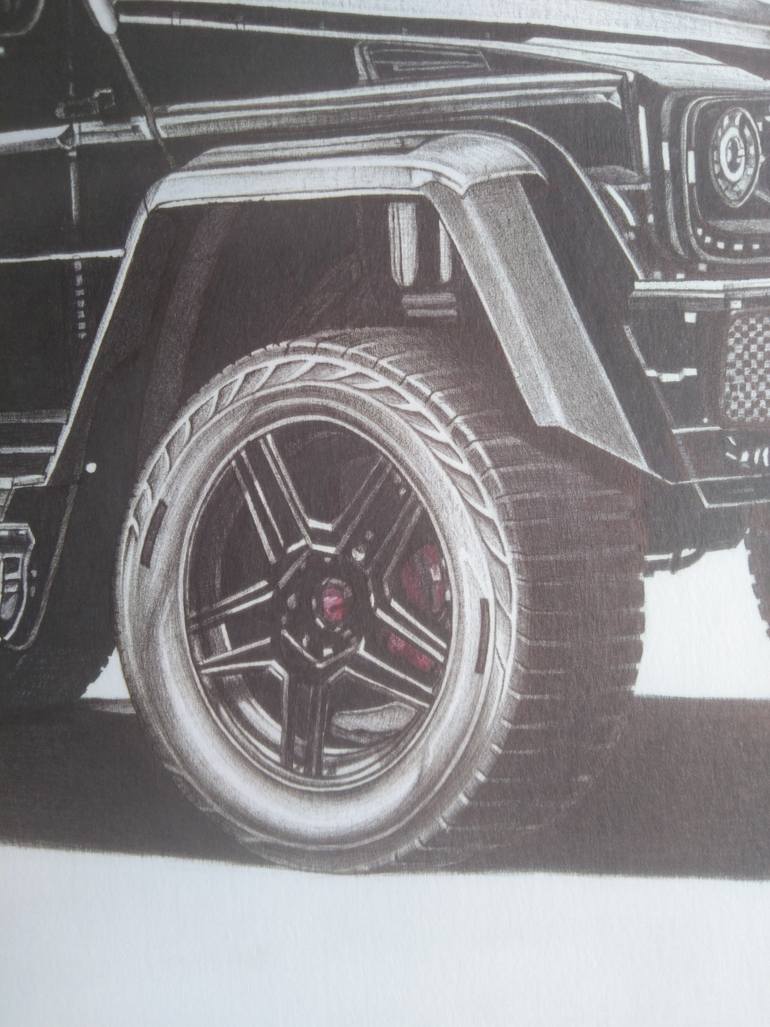 Original Black & White Car Drawing by Muhammad Suleman