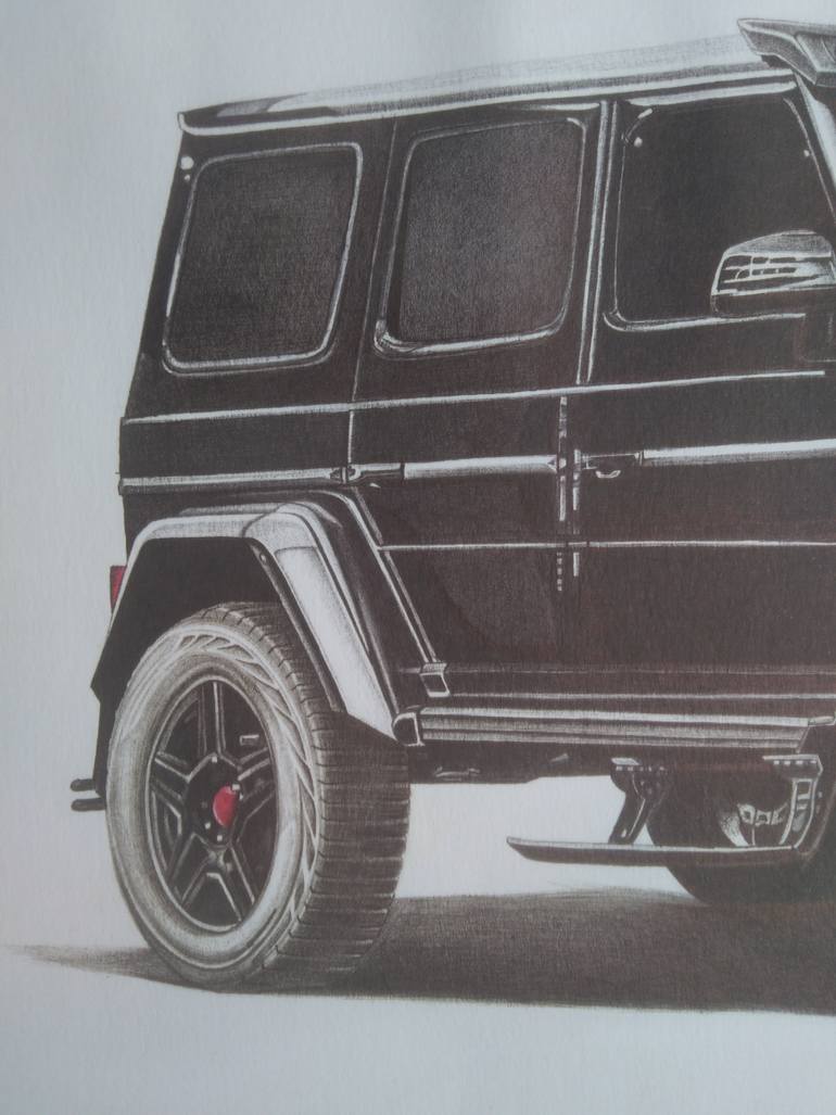 Original Black & White Car Drawing by Muhammad Suleman