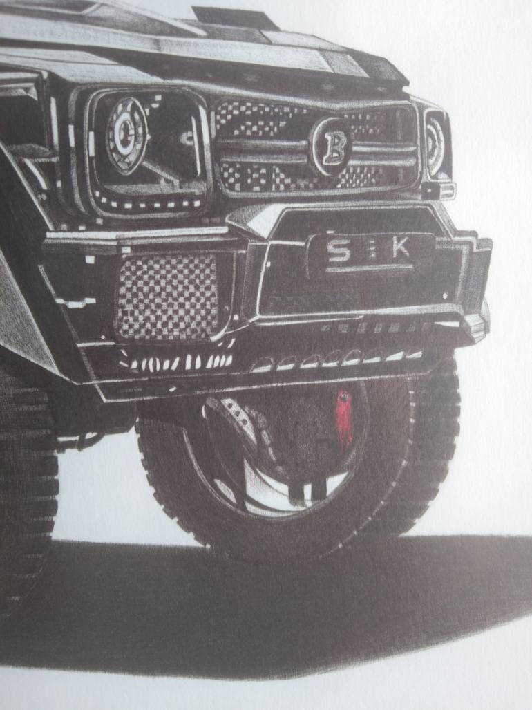 Original Black & White Car Drawing by Muhammad Suleman