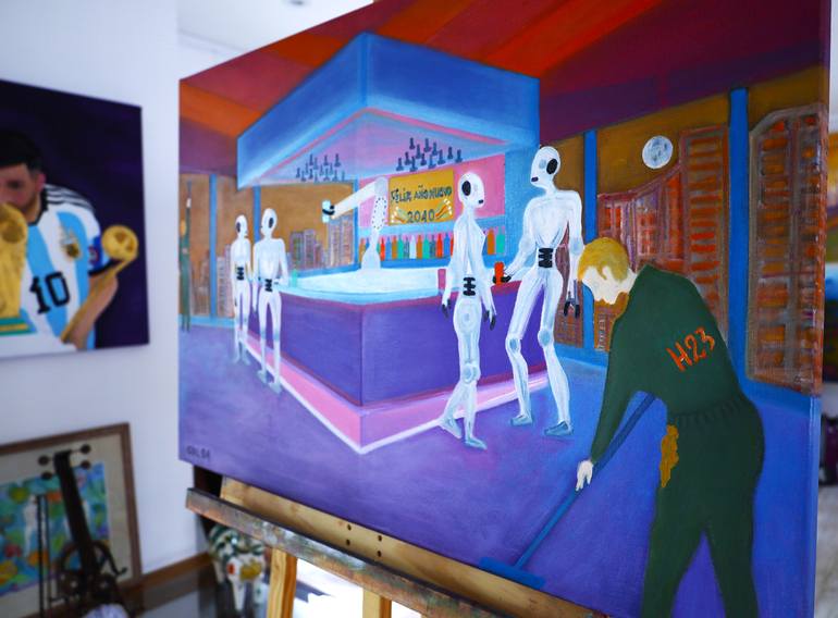 Original Artificial Intelligence Science/Technology Painting by Gustavo De Leon De Mula