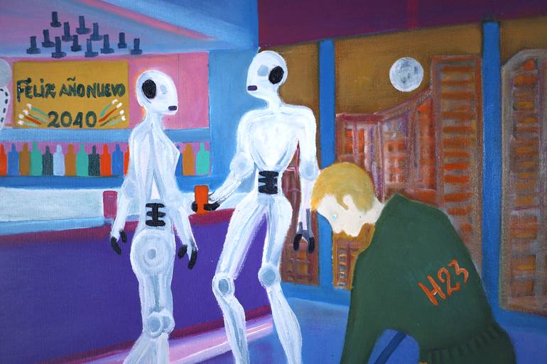 Original Artificial Intelligence Science/Technology Painting by Gustavo De Leon De Mula