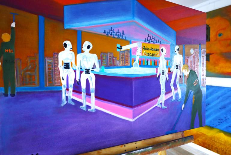 Original Artificial Intelligence Science/Technology Painting by Gustavo De Leon De Mula
