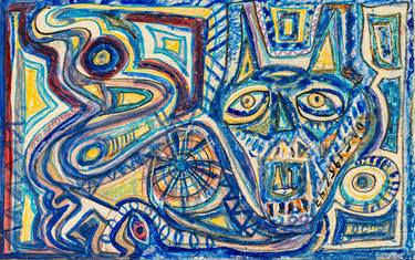 Original Abstract Expressionism Animal Mixed Media by Daniel Schwartz