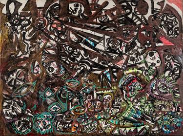Original Abstract Expressionism Fantasy Mixed Media by Daniel Schwartz
