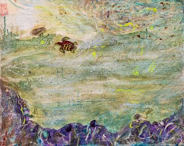 Original Abstract Expressionism Seascape Mixed Media by Daniel Schwartz