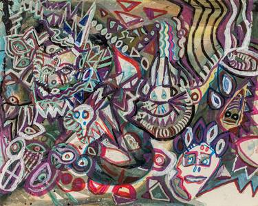Original Abstract Expressionism Fantasy Mixed Media by Daniel Schwartz