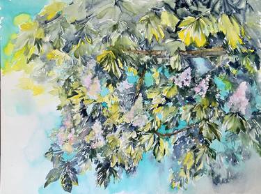 Original Abstract Expressionism Botanic Mixed Media by Inna Tarasova