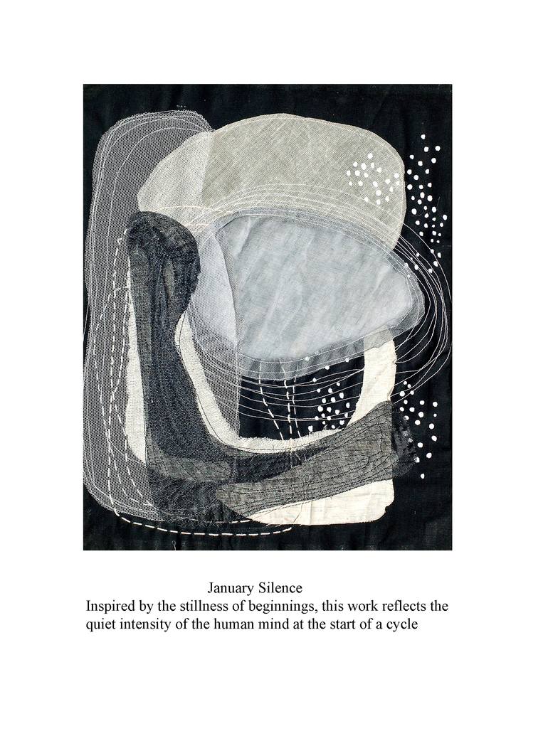 Original Black & White Abstract Mixed Media by Priyanka Das
