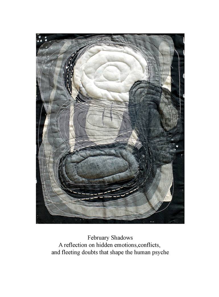 Original Black & White Abstract Mixed Media by Priyanka Das