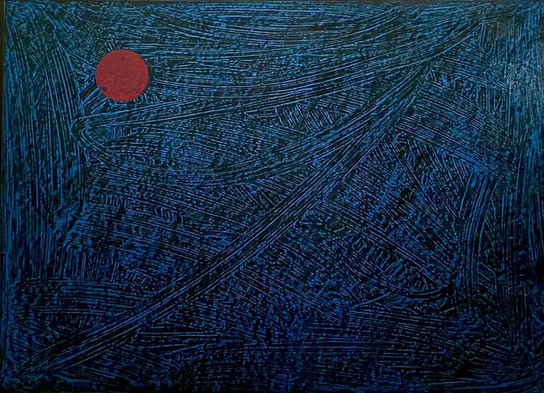 Original Outer Space Painting by Michel Reicrof | Contemporary Art on Mdf | COSMOLOGY / The night breeze