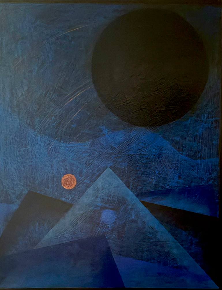 Original Outer Space Painting by Michel Reicrof | Contemporary Art on Mdf | COSMOLOGY / The night breeze 01