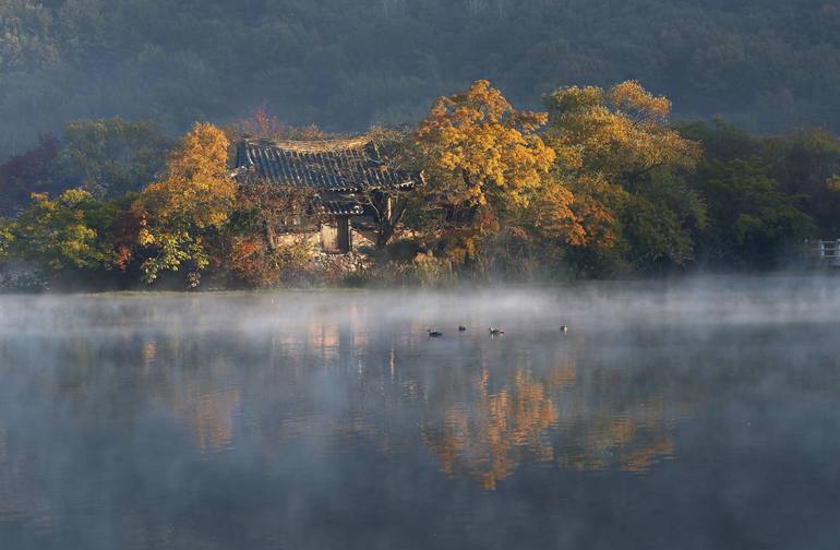 Original Nature Photography by Quang Thai Le | Folk Art on Canvas | Peaceful on the lake - Limited Edition 1/1