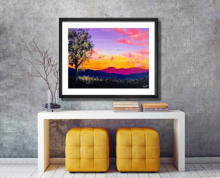 Original Abstract Expressionism Landscape Painting by Alishah Art