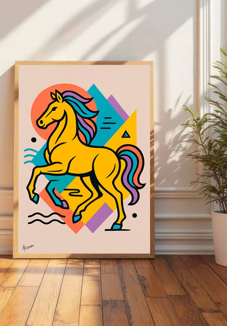 Original Abstract Geometric Painting by Alishah Art