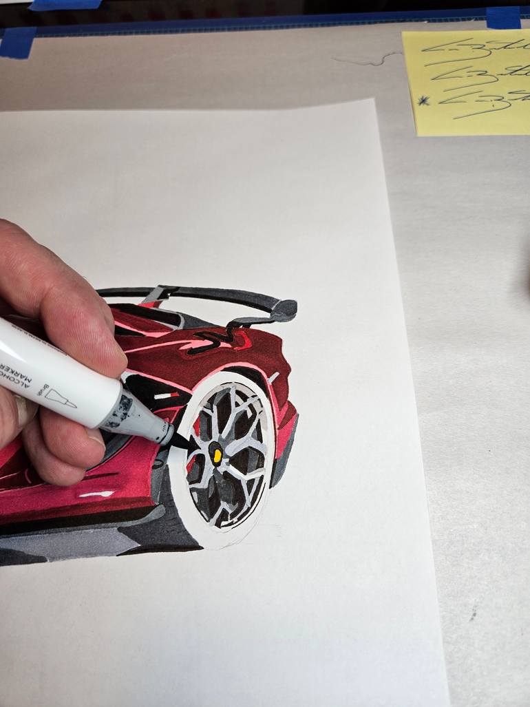 Original Art Deco Car Drawing by Supercar Core Division