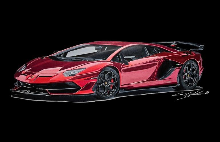 Original Art Deco Car Drawing by Supercar Core Division