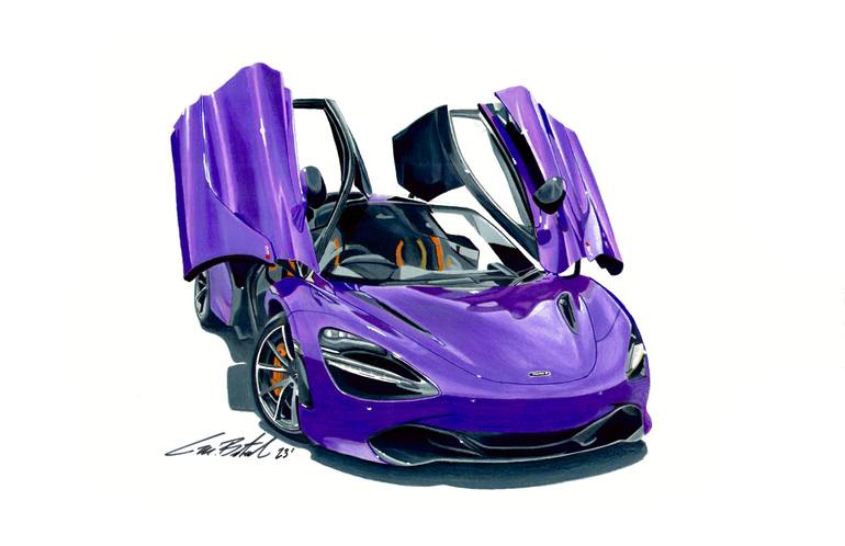 Original Art Deco Car Drawing by Supercar Core Division