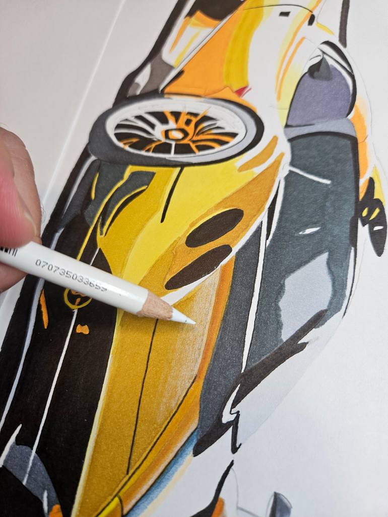 Original Art Deco Car Drawing by Supercar Core Division