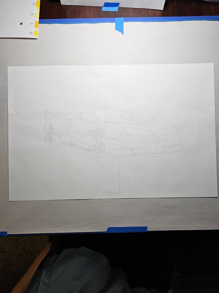 Original Art Deco Car Drawing by Supercar Core Division