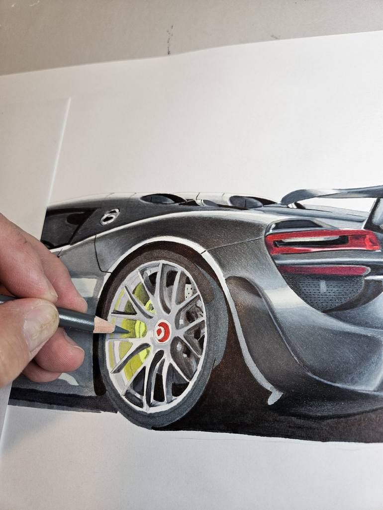 Quick Silver / Porsche 918 Spyder Drawing by Supercar Core