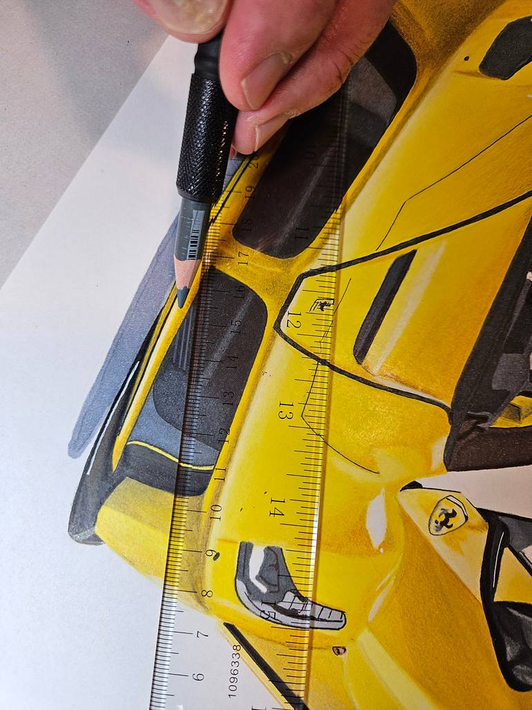 Original Art Deco Car Drawing by Supercar Core Division