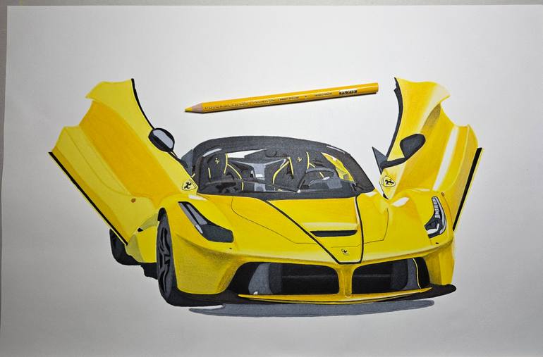 Original Art Deco Car Drawing by Supercar Core Division