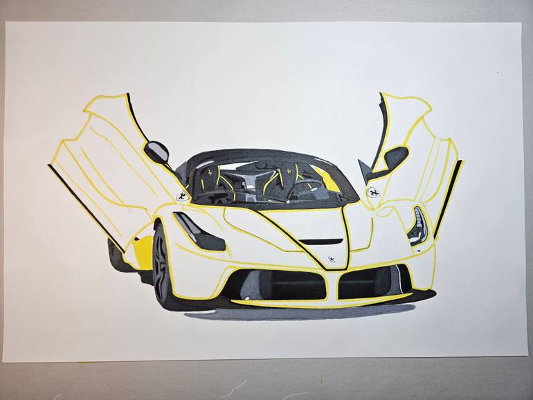 Original Art Deco Car Drawing by Supercar Core Division